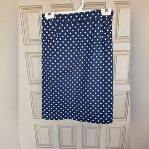 Chadwicks Plus Sz18W Skirt Straight Navy/Wht Polka Dot Machine Wash Tailored